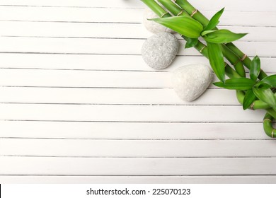Spa bamboo on wooden background