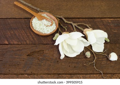 A spa or bath background on rustic wood with room for text
