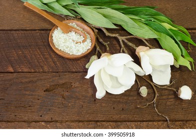 A spa or bath background on rustic wood with room for text