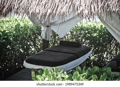 Spa Bed For Massage On The Beach.