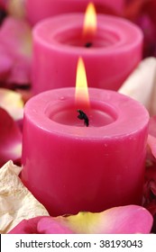 Spa Candle And Rose Petal