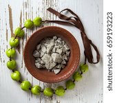Spa composition on white old wooden table