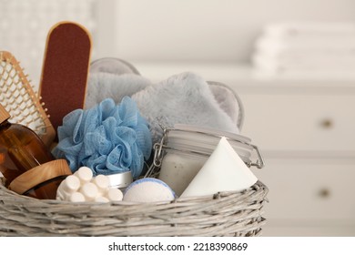 Spa Gift Set With Different Products Indoors, Closeup