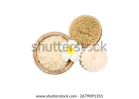 Spa items arranged with natural elements for New Year, on white, PNG