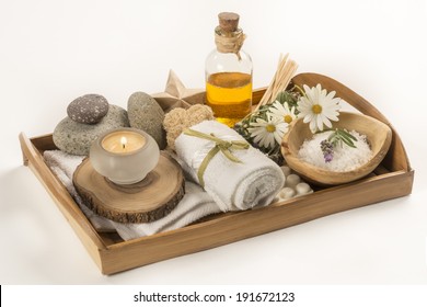 Spa Massage Tray Treatment This nice complimentary assorted health tray is classic to any massage and Spa center and is used to relieve tensions and flatter visitors.
