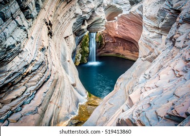 SPA Pool, Hamersley Gorge At Sunset, Western Australia. Karijini National Park