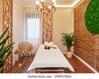 Spa Room With Massage Bed