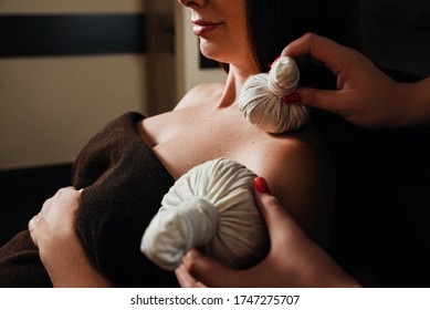 Spa Salon. Relaxation Massage  For Woman With Scrabble Pieces And Hot Towel