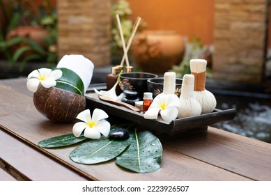 Spa salt aroma at outdoor natural. wellness center, so relax and lifestyle. Thai Day Spa. Healthy Concept