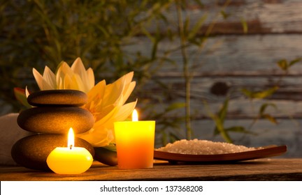Spa still life with aromatic candles