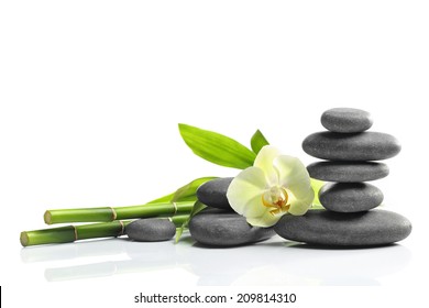 Spa still life with zen stones and flower