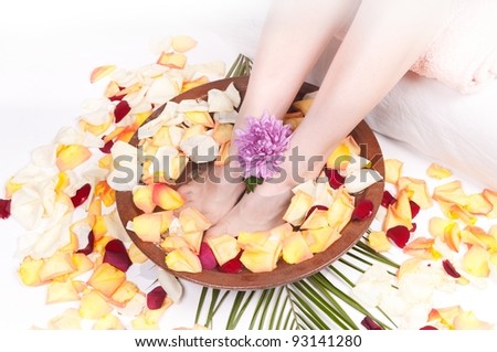Spa Treatment for legs with aromatic rose petals