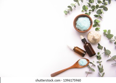 Spa Wellnes With Aromatherapy Theme . Spa Background On White Background 


