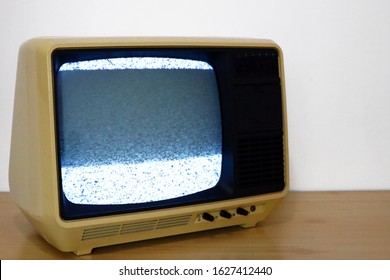 Space Age Retro Old TV With Static Noise Glitch Effect Screen