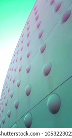 Space age surface with hemispheric grid and green sky