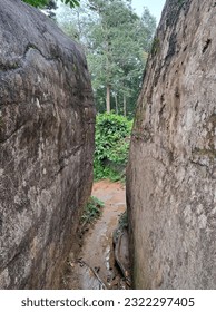 A space between two rocks.
