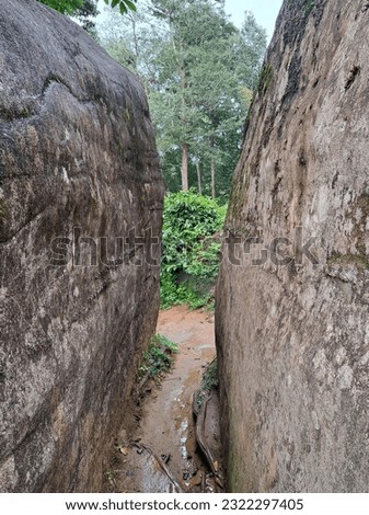 A space between two rocks.