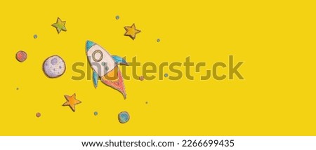 Space exploration theme with rocket and star drawings