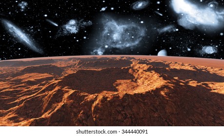 Space Landscape, View Of The Mars. Elements Of This Image Furnished By NASA.