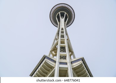 Space Needle - Most Famous Icon Of Seattle - SEATTLE / WASHINGTON - APRIL 11, 2017