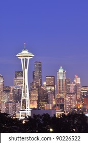 Space Needle, Seattle Skyline At Night