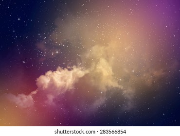 Space Of Night Sky With Cloud And Stars.