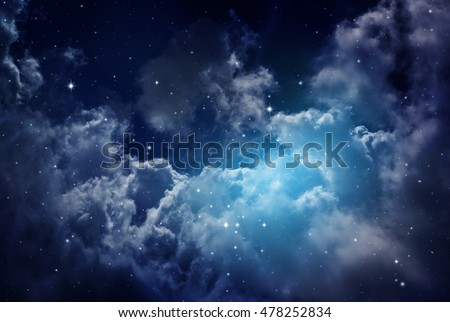 Space of night sky with cloud and stars