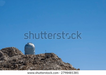 Space Observation Facility and Observatory Domes. Astronomical Observatory Complex Under Clear Sky. Scientific Observatory Buildings and Telescope Domes.