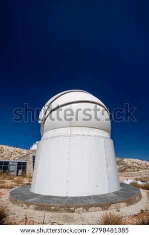 Space Observation Facility and Observatory Domes. Astronomical Observatory Complex Under Clear Sky. Scientific Observatory Buildings and Telescope Domes.