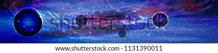 space panorama horizontal orientation. The universe and round planets flying in their orbits
