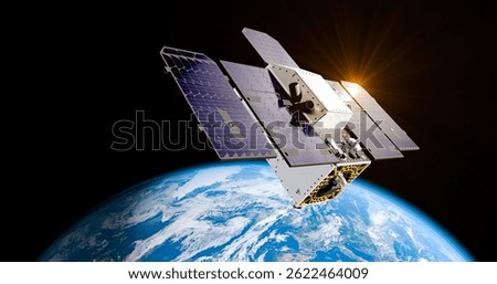 Space probe designed to study the Earth atmosphere while orbiting Earth- 3d render - elements of this image furnished by NASA.