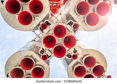 Space rocket engine upward view