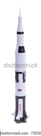 Space Rocket  Model Isolated on a White Background.