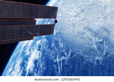 A space satellite above the Earth's surface. Elements of this image furnished NASA.  - Powered by Shutterstock