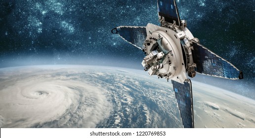 Space Satellite Monitoring From Earth Orbit Weather From Space, Hurricane, Typhoon On Planet Earth. Elements Of This Image Furnished By NASA.