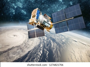 Space Satellite Monitoring From Earth Orbit Weather From Space, Hurricane, Typhoon On Planet Earth. Elements Of This Image Furnished By NASA.