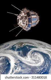 Space satellite orbiting the earth. Elements of this image furnished by NASA.