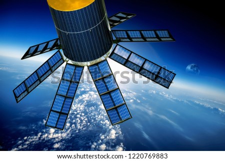 Space satellite orbiting the earth. Elements of this image furnished by NASA.
