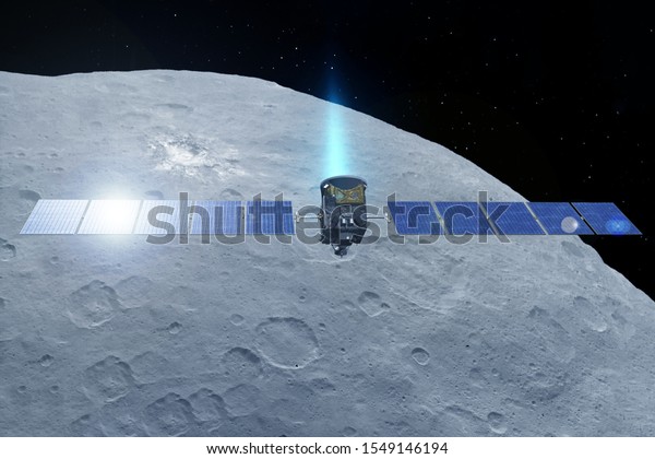 Space satellite over the moon. Elements of this\
image were furnished by\
NASA.