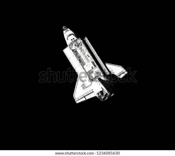 Space Shuttle Flying Outer Space Rocket Arkivfoto Rediger Na 1236085630