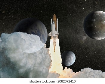 Space Shuttle Launch.Deep space. Beauty of endless universe. Elements of this image furnished by NASA - Powered by Shutterstock