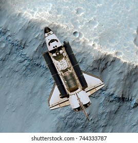 Space Shuttle orbiting exoplanet. Elements of this image furnished by NASA.