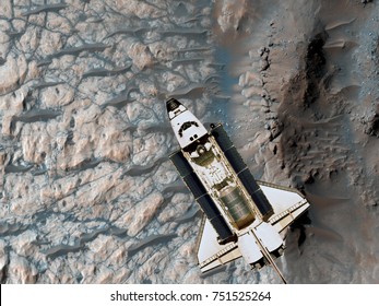 Space Shuttle orbiting Mars. Elements of this image furnished by NASA.