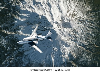 space shuttle and plane fly in space over earth atmosphere, elements of this image furnished by NASA