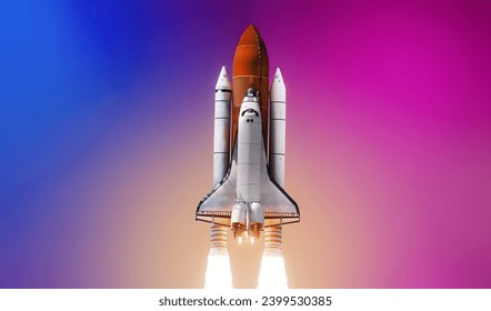 Space shuttle rocket isolated on bright background. Spaceship graphic design space concept. Elements of this image furnished by NASA - Powered by Shutterstock