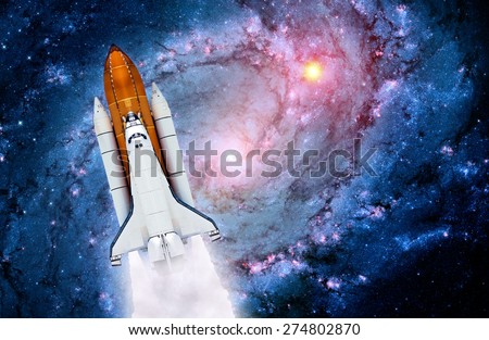 Space shuttle rocket launch spaceship universe stars. Elements of this image furnished by NASA.