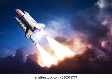 Space Shuttle Taking Off On A Mission