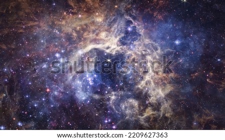 Space with stars. Galaxies and nebula. Deep space. Abstract collage from JWST. Astronomy wallpaper. Elements of this image furnished by NASA