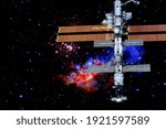 Space station above the earth. The elements of this image furnished by NASA.