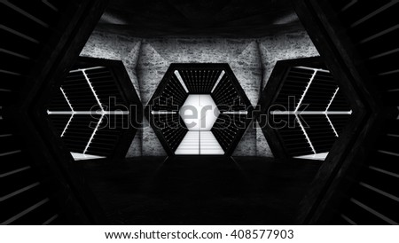 Space station hallway tunnels